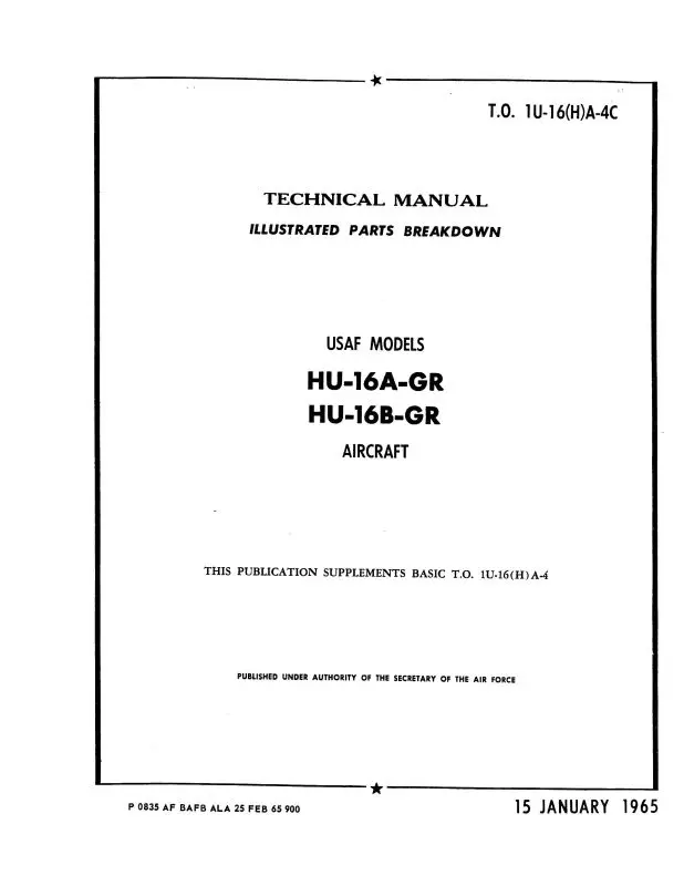 Grumman Hu-16A-Gr & Hu-16B-Gr 1965 Illustrated Parts Breakdown (1U-16(H)A-4C) 1