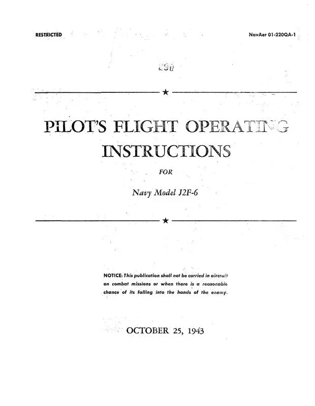 Grumman J2f-6 Duck 1943 Flight Operating Instructions (01-220Qa-1) 1