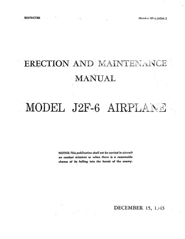 Grumman J2f-6 Duck 1943 Erection & Maintenance (01-220Qa-2) 1