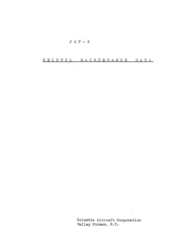 Grumman J2f-6 Helpful Maintenance Data Maintenance Data (Grj2f6-M-C) 1
