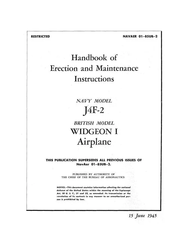 Grumman J4f-2 Widgeon Erection & Maintenance (01-85Ub2) 1