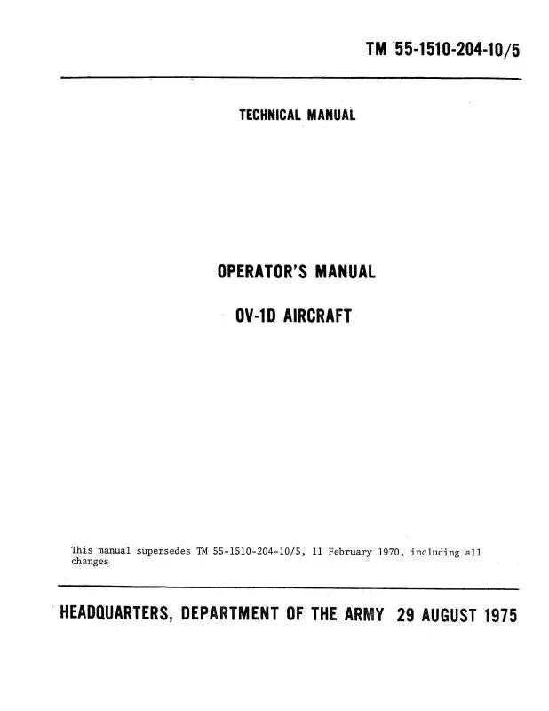 Grumman Ov-1D Aircraft 1975 Operator's Manual (55-1510-204-10-) 1