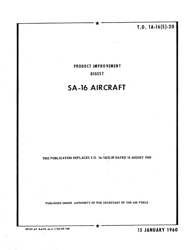 Grumman Sa-16 1960 Product Improvement Digest (1A-16(S)-20) 1