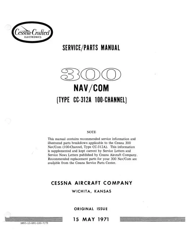 Cessna 300 Nav-Com Rt-508A Maintenance & Parts Manual (D895-13) 1