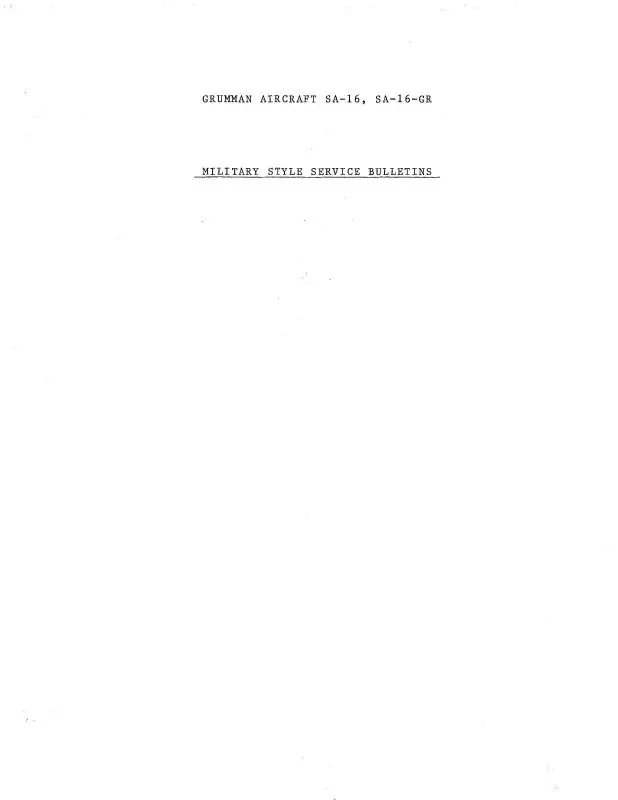 Grumman Sa-16 & Sa-16-Gr Series Service Letters, Bulletins (Grsa16-Slb-C) 1