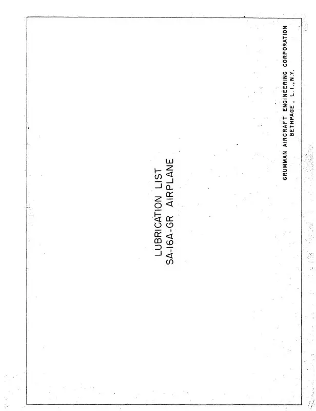 Grumman Sa-16A-Gr 1949 Lubrication List (Grsa16agr-49-Lc) 1