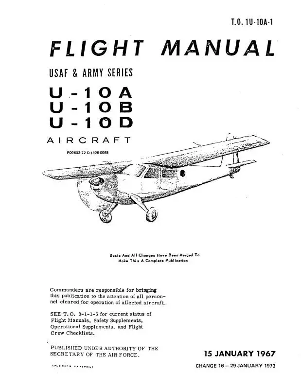 Helio Aircraft Corporation U-10A, B, D Usaf & Army 1967 Flight Manual (1U-10A-1) 1