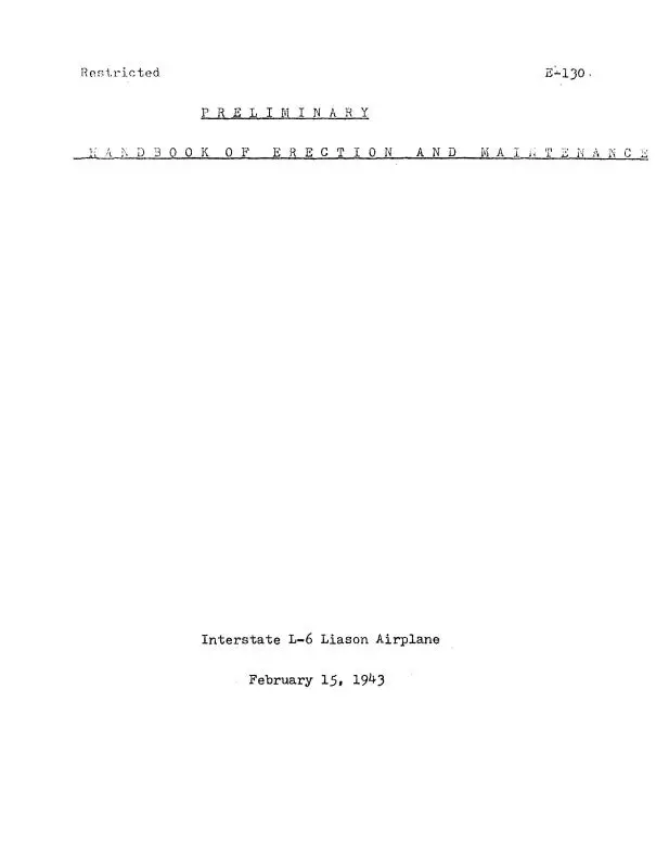 Interstate E-130 Preliminary Handbook Erection & Maintenance Handbook (Ine130-43-Em-C) 1