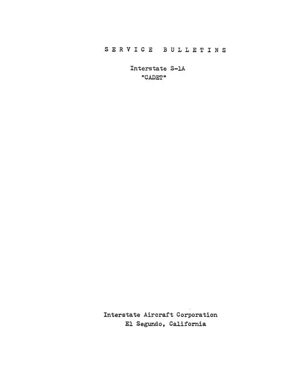 Interstate S-1Sa Cadet Service Bulletins (Ins1a-Slb-C) 1