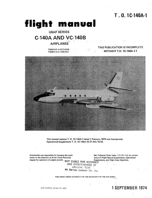 Lockheed C-140A & Vc-140B 1974 Flight Manual (1C-140A-1) 1