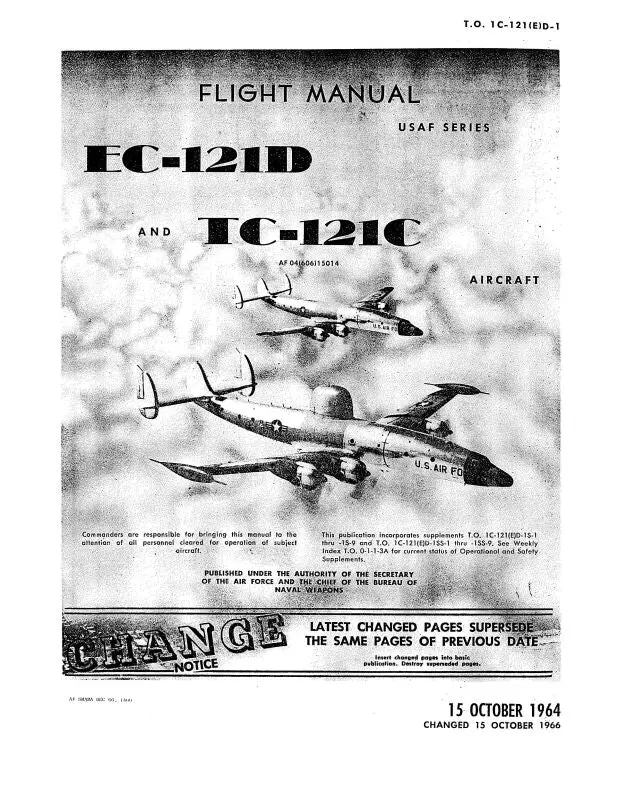 Lockheed Ec-121D & Tc-121C 1964 Flight Manual (1C-121(E)D-1) 1