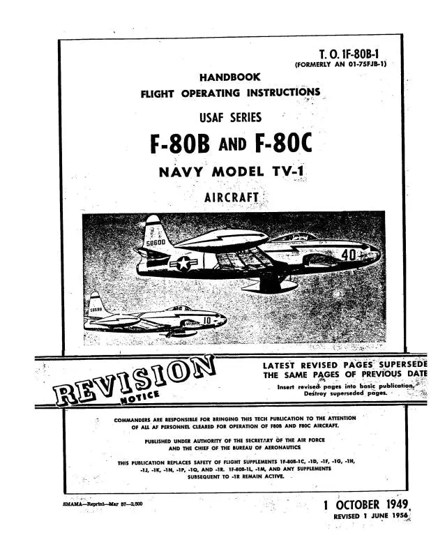 Lockheed F-80B & F-80C 1949 Flight Operating Instructions Handbook (1F-80B-1) 1