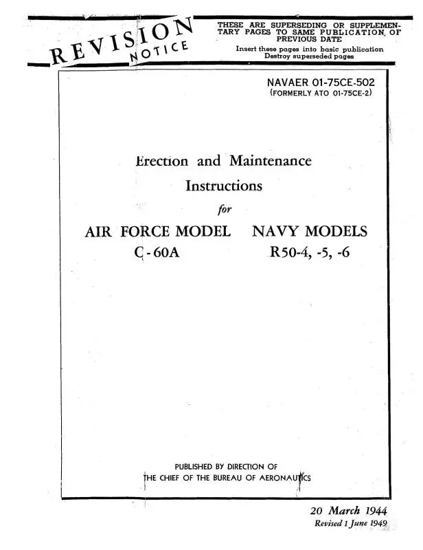 Lockheed Air Force Model C-60A 1944 Erection & Maintenance Instructions (01-75Ce-502) 1