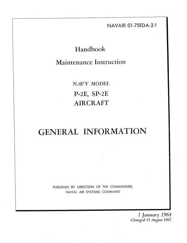 Lockheed P2e, Sp-2E 1964 Maintenance Instruction Handbook (01-75Eda-2-1) 1