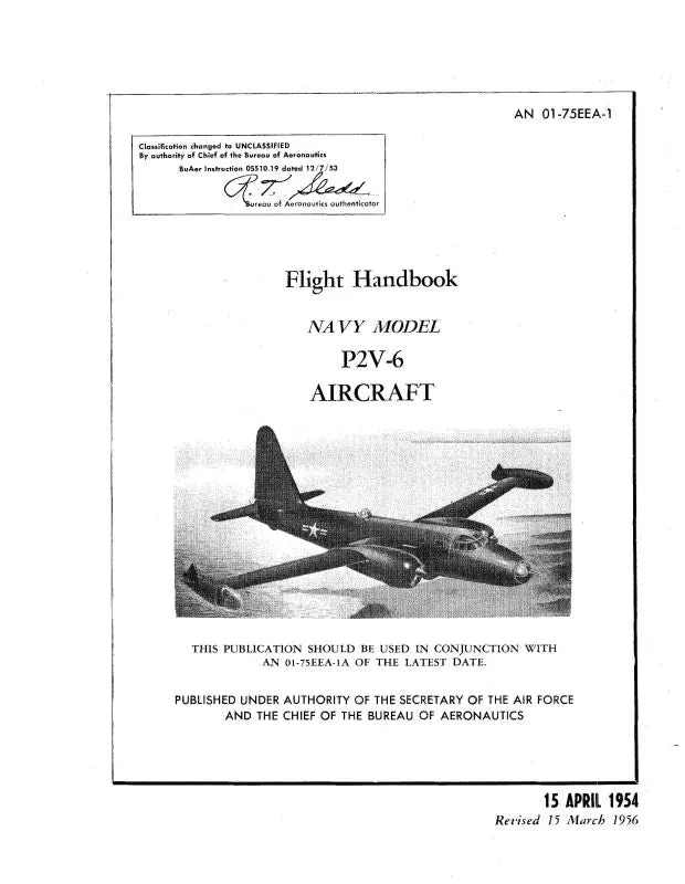 Lockheed P2v-6 Navy 1954 Flight Handbook (01-75Eea-1) 1