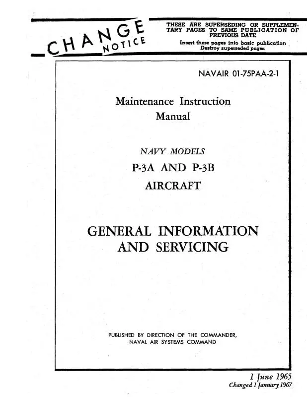 Lockheed P-3A & P-3B 1965 Maintenance Instruction Manual (01-75Paa-2-1) 1