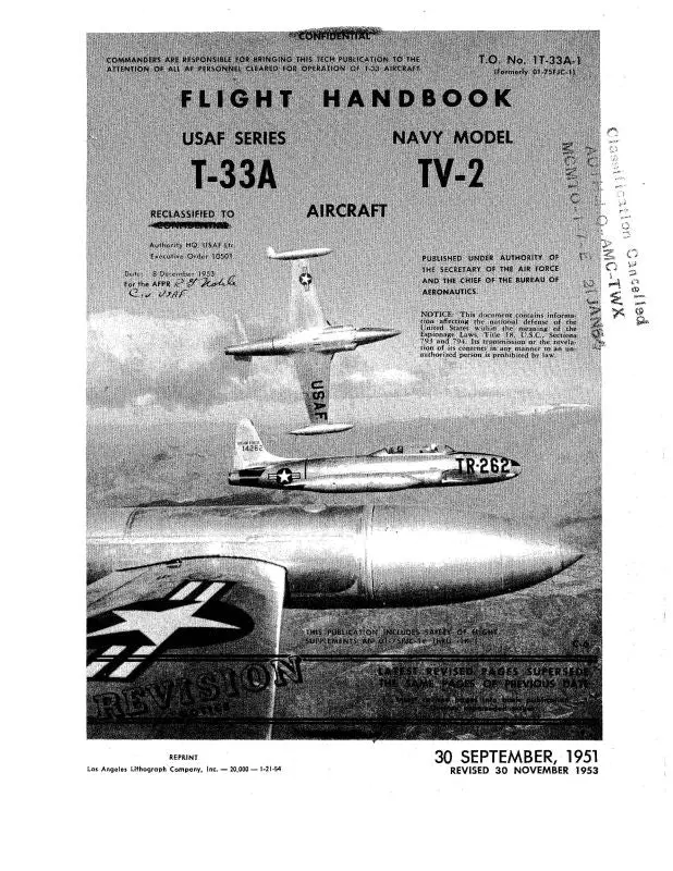 Lockheed T-33A 1951 Flight Manual (1T-33A-1) 1