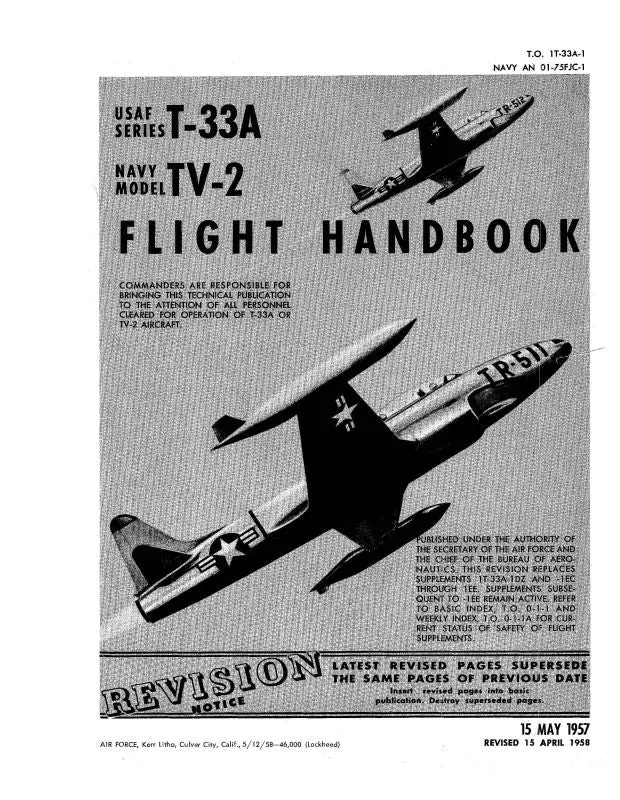 Lockheed T-33A 1957 Flight Handbook (1T-33A-1) 1