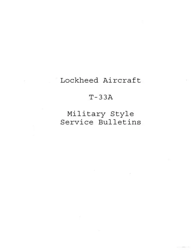 Lockheed T-33A Service Bulletins Service Bulletins (Lht33a-Slb-C) 1