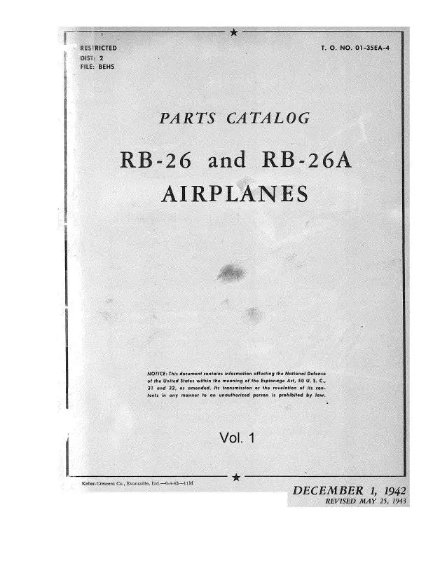 Martin Rb-26, 26A 1942 Parts Catalog (01-35Ea-4) 1