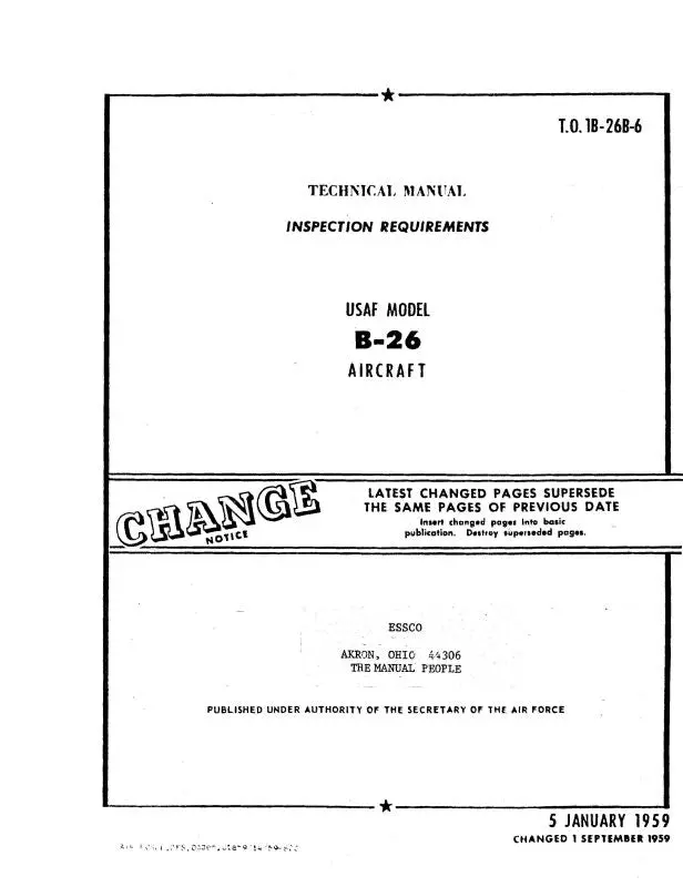 Mcdonnell Douglas B-26 1955 Inspection Requirements (1B-26B-6) 1