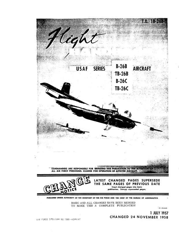 Mcdonnell Douglas B-26B,Tb-26B,B-26C,Tb-26C 1957 Flight Handbook (1B-26B-1) 1
