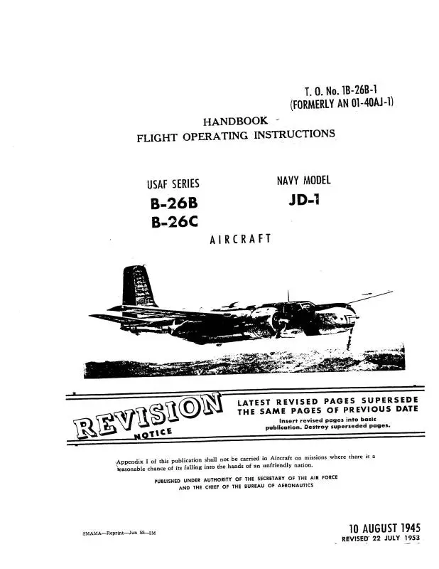 Mcdonnell Douglas B-26B, B-26C Usaf, Jd-1 Navy Flight Handbook (1B-26B-1) 1