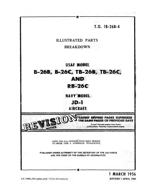 Mcdonnell Douglas B-26 Series 1956 Illustrated Parts Breakdown (1B-26B-4) 1