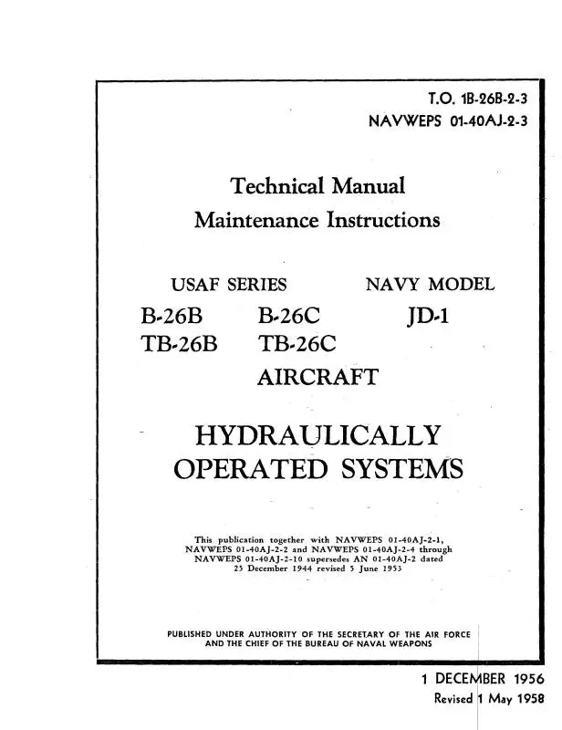 Mcdonnell Douglas B-26B,C, Tb-26B,C & Jd-1 Navy Maintenance Instructions (1B-26B-2-3) 1