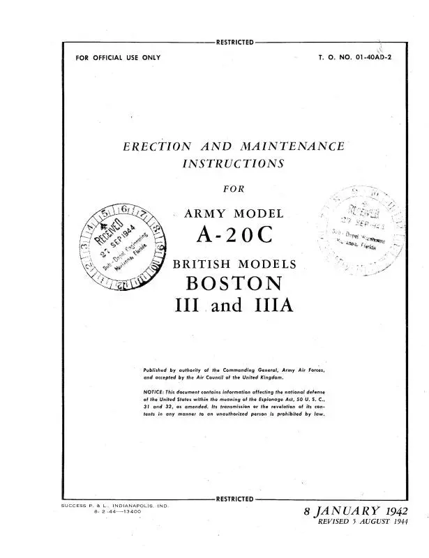 Mcdonnell Douglas A-20C 1942 Erection & Maintenance (01-40Ad-2) 1