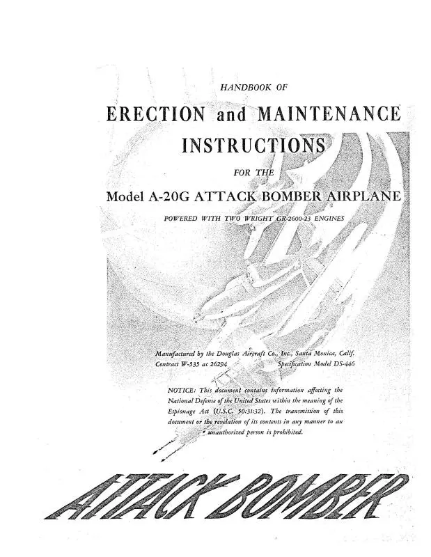Mcdonnell Douglas A-20G Attack Bomber Airplane Erection & Maintenance Instructions (Mca20g-78-Em-C) 1