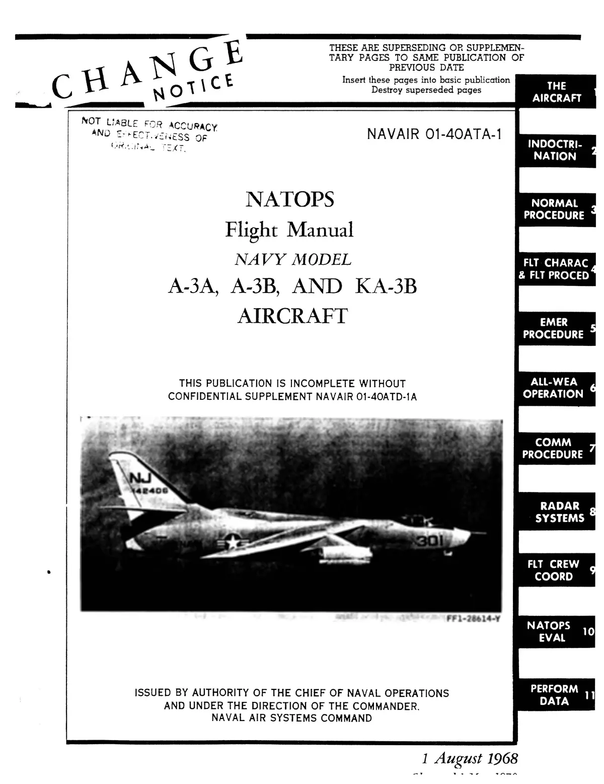 Mcdonnell Douglas A-3A, A-3B & Ka-3B 1968 Flight Manual (01-40Ata-1) 1