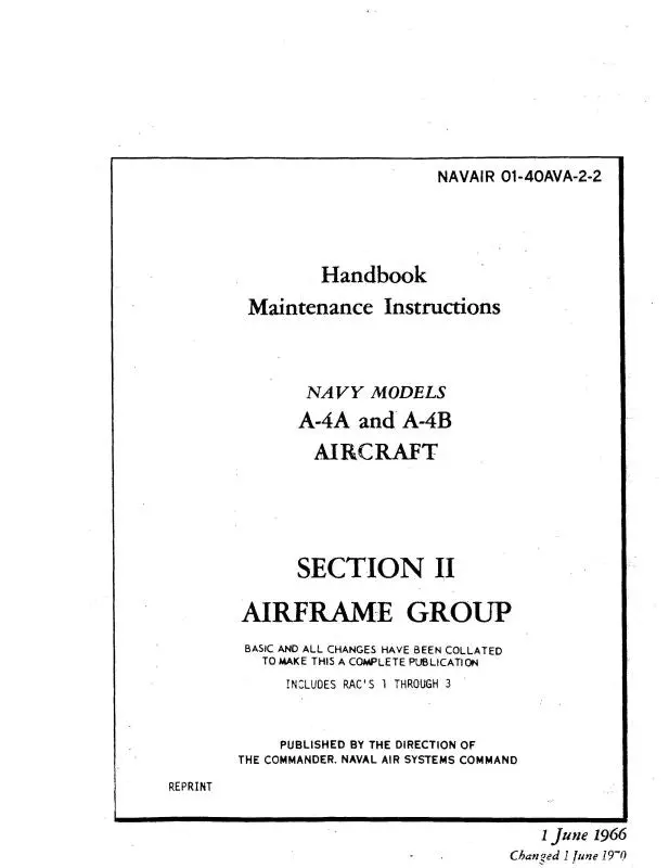 Mcdonnell Douglas A-4A & A-4B 1966 Maintenance Instructions (01-40Ava-2-2) 1