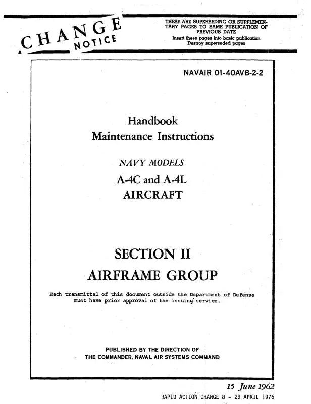 Mcdonnell Douglas A-4C & A-4L 1962 Maintenance Instructions (01-40Avb-2-2) 1