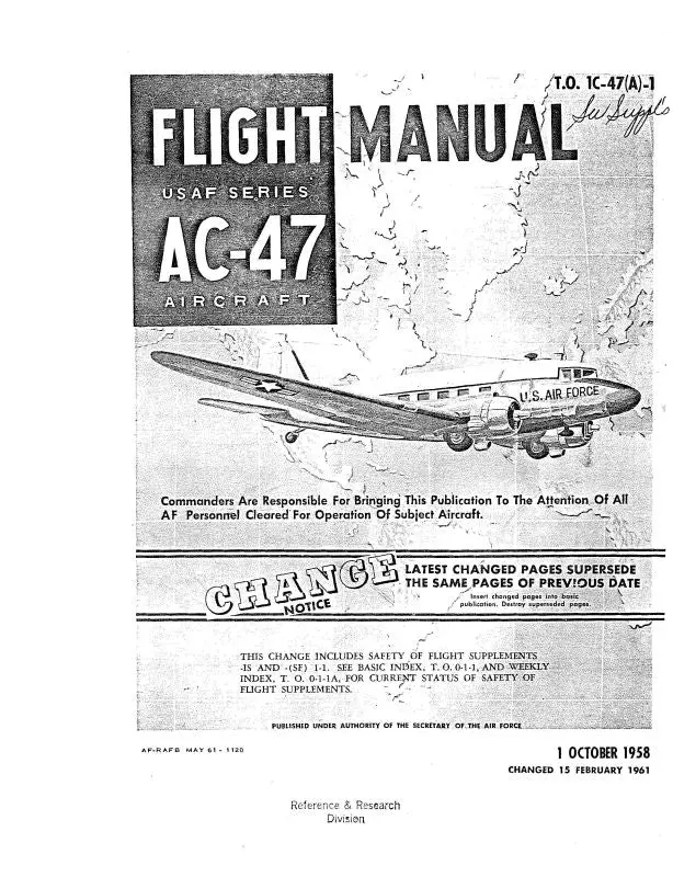 Mcdonnell Douglas Ac-47 Series  Flight Partial Flight Manual (1C-47(A)-1) 1