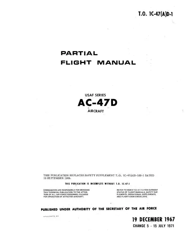 Mcdonnell Douglas Ac-47D Series Partial Flight Partial Flight Manual (1C-47(A)D-1) 1