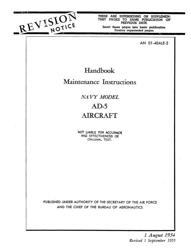 Mcdonnell Douglas Ad-5 1954 Maintenance Instructions (01-40Ale-2) 1