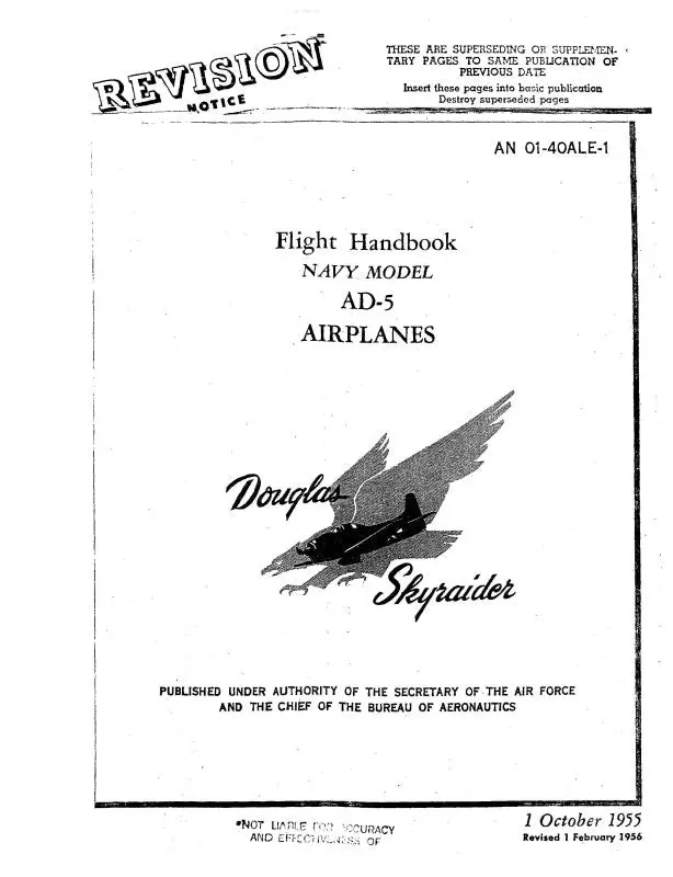 Mcdonnell Douglas Ad-5 1955 Flight Handbook (01-40Ale-1) 1