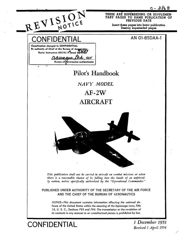 Mcdonnell Douglas Af-2W 1951 Pilot's Handbook (01-85Daa-1) 1