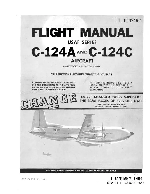 Mcdonnell Douglas C-124A And C-124C Flight Manual With Performance Data (1C-124A-1) 1
