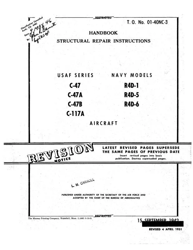Mcdonnell Douglas C-47,C47a,B,D,Ac47,C117a,B Structural Repair (1C-47-3) 1