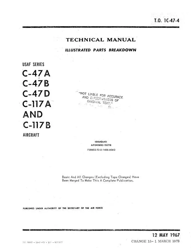 Mcdonnell Douglas C-47A,B,D & C-117A,B 1967 Illustrated Parts Breakdown (1C-47-4) 1