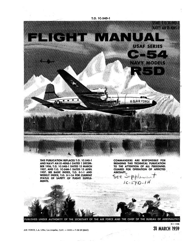Mcdonnell Douglas C-54 & R5d-1 1959 Flight Manual (01-40Ns-1) 1