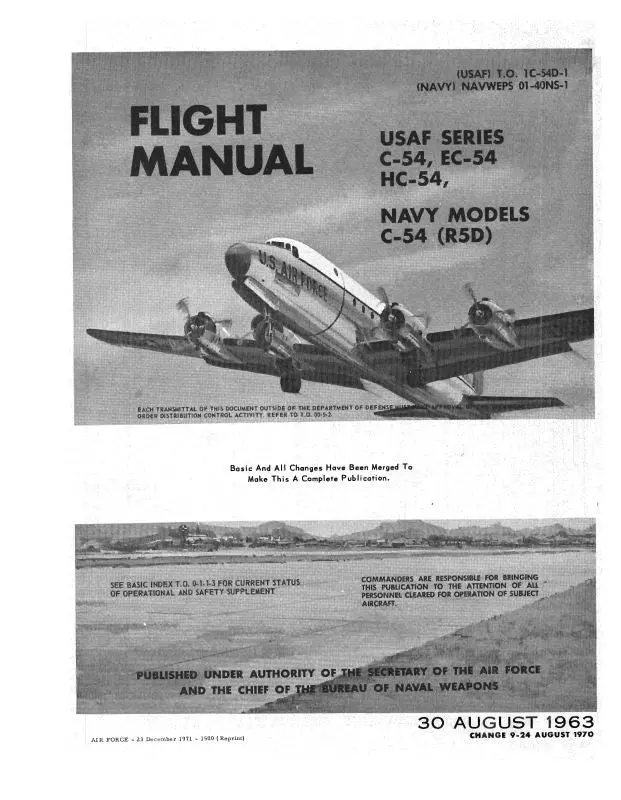 Mcdonnell Douglas C, Ec, Hc, Tc-54 1963 Flight Manual (1C-54D-1) 1