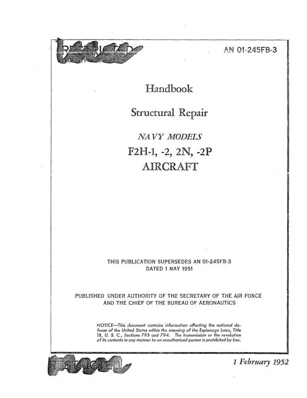 Mcdonnell Douglas F2h-1 1952 Structural Repair (01-245Fb-3) 1