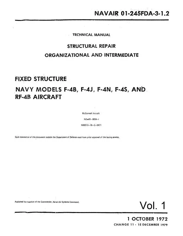 Mcdonnell Douglas F-4B,F-4J,F-4N,F-4S&Rf-4B 1972 Structural Repair Instructions Manual (01-245Fda-3-1.1) 1