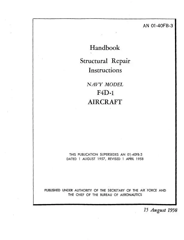 Mcdonnell Douglas F4d-1 1958 Structural Repair Instructions (01-40Fb-3) 1