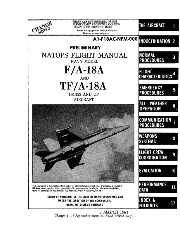 Mcdonnell Douglas F-A-18A & Tf-A-18A 1981 Flight Manual (A1-F18ac-Nfm-00) 1