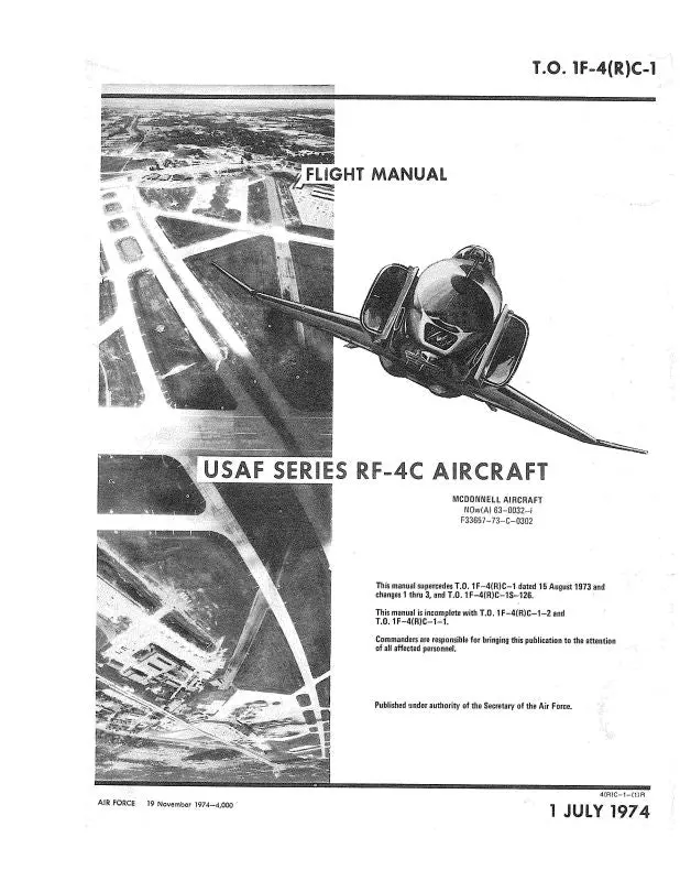 Mcdonnell Douglas Rf-4C 1974 Flight Manual (1F-4(R)C-1) 1