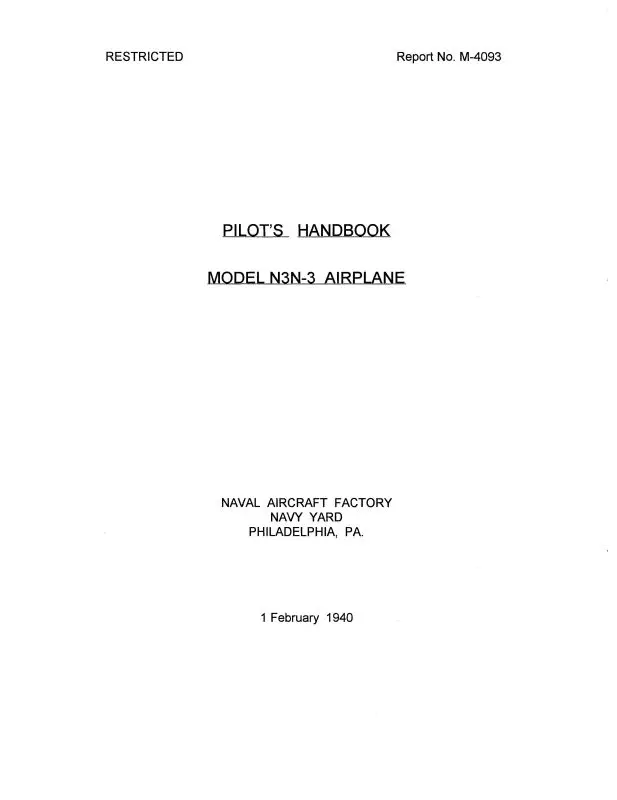 Naval Aircraft Factory N3n-3 1940 Pilot's Handbook (M-4093) 1